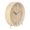 7" Light Brown Wood Woven Chevron Patterned Clock with Silver Legs